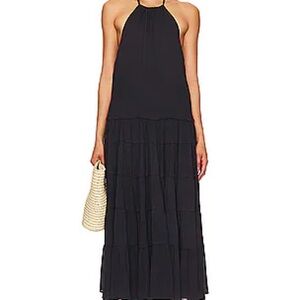 Steve Madden Black Gauze Halter Maxi Dress